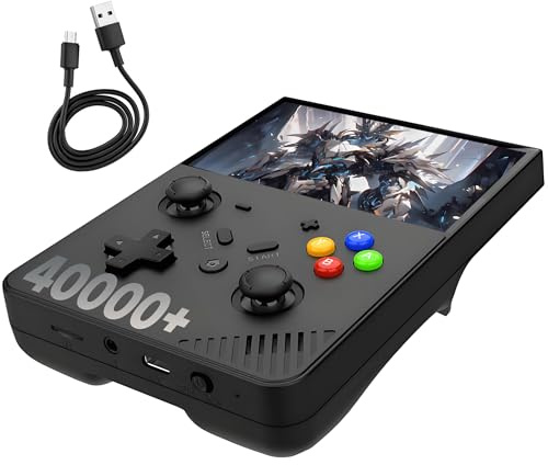 R43 PRO Console di gioco portatile Console per videogiochi 40000+ giochi,25 Emulatori,Console portatile Schermo LCD da 4,3″,Batteria da 4000mAh,Sistema EmuELEC,Cortex-A55 (Nero-256G)