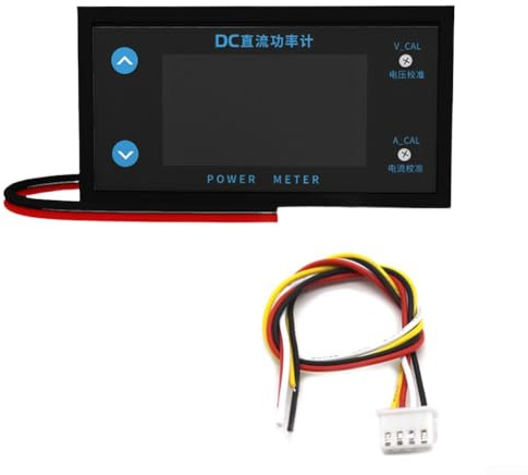 GLFLOW Medidor de potencia CC de 4 dígitos Voltímetro Calibración ajustable Amperímetro electrónico Pantalla LCD para equipos industriales (Paquete A)
