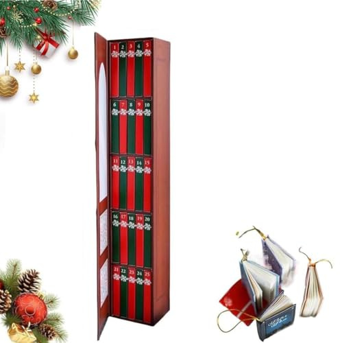 Mini Book Advent Calendar 2025, Books Lovers Gifts Advent Calendar with 24 Book Gift, Gifts Calendar, Christmas Countdown Calendar for Books Lovers, Holiday Decorations (Red)