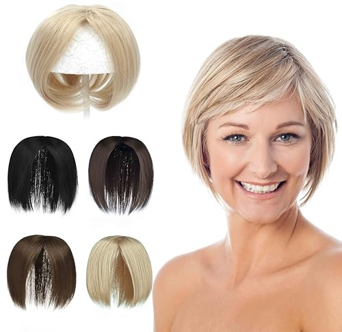 PARXITN Haar Topper für Frauen ohne Pony 3 Clips in Haarteilen Synthetik Haar Toupet Wiglets Haarteil für Schütteres Haar Mehrdimensionales Blond