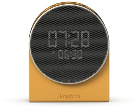Réveil Lumineux Bluetooth Ivy Kreafunk – Haut-Parleur sans Fil Étanche, Lumière Réveil Progressive, 6 Sons, LED Réglable, Batterie Longue Durée, USB-C, Jaune Mangue