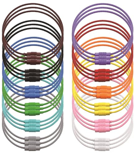 SYEYCW 36 Piezas Anillas Llaveros, Llaveros de Alambre de Acero Inoxidable, Llavero Grande de Alambre de Acero, Alambre Llavero, para Etiquetas de Equipaje, Llaves, Deporte y Viajes, 12 Colores