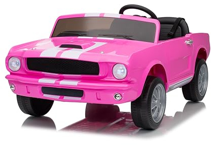 FINOOS Voiture électrique pour Enfants 2 Places Shelby GT350 24V avec 4x4, télécommande 2,4 GHz, klaxon, LED, Musique, démarrage progressif, 4 x 200W, pour Enfants de 1 à 5 Ans (Rosa)