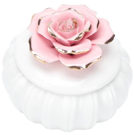 Didiseaon Scatola Portaoggetti in Ceramica Nordica per Gioielli Grande Capacità Sigillata e Facile da Trasportare, Design Rosa Dipinto a Mano per Uso Quotidiano e Regalo Creativo