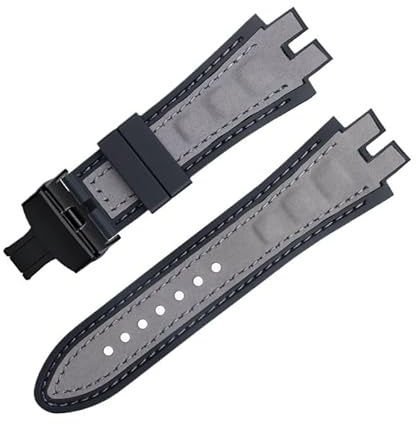 dongriuk Klockarmband i matt mockaläder för Roger Dubuis EXCALIBUR King med mjuk gummibas(Greyb b)