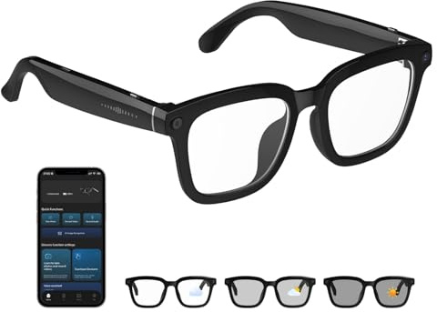 Tulbeys AI Smart Glasses with HD 1200P Camera 8MP Anti Shake Auto Tinting Photochromic Lenses for Outdoor and Travel Use Hands Free Video Recording AI Object Recognition and ChatGPT Integration