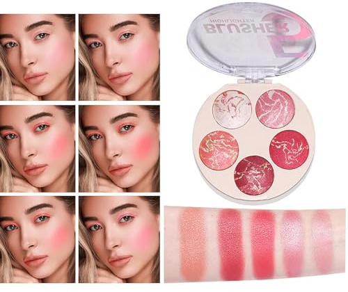 Opdestn Palette Blush | Trucco con Glitter | Evidenziatore Viso Portatile - per Donne Sposae Principianti Viaggiatrici Amanti della Bellezza Matrimoni Serate Appuntamenti Ballo