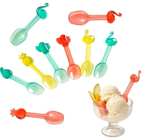 Ice Cream Spoons, Mini Colorful Plastic Kids Spoons, Durable Small Dessert Spoon, Reusable Party Teaspoons for Gelato, Picnic, Home, Travel, Camping - 27Pcs