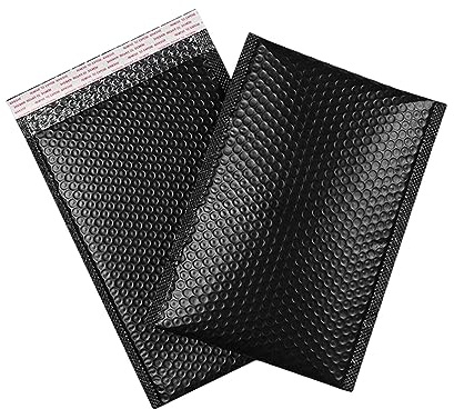 Selbstklebende gepolsterte Versandtaschen, Gepolsterte Luftpolstertaschen, Schwarz, 18 x 23 cm, 10 Stück