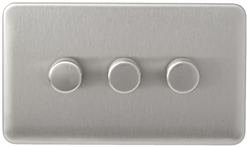Schneider Electric GGBL6032CSSS Schneider Electric Lisse Screwless Deco Uni Dimmer 3G 2way 250W/VA SS, 250 W, 240 V, Stainless Steel