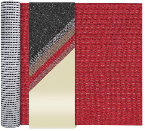 Primaflor Anti-Rutsch-Sicherheitsmatte AKO | 120 x 300 cm | Rot | Rutschhemmklasse R13 für innen und außen, 6,5 mm stark, Bfl-s1, pflegeleicht und von -25 °C bis +60 °C einsetzbar