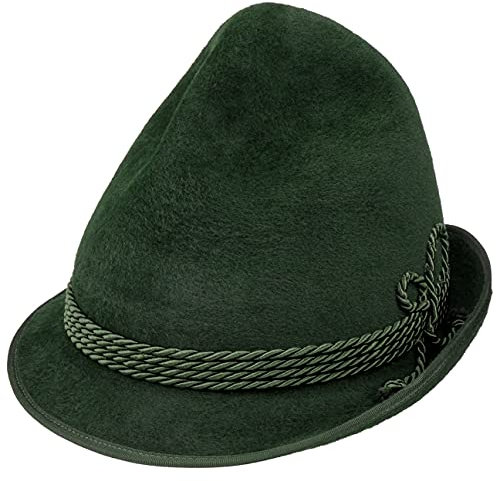 Lodenhut Manufaktur Allgäuer Velourhaar Dreispitz Haarfilzhut Trachtenhut Schützenhut Herren - Made in Germany mit Einfass Herbst Sommer Frühjahr Winter Frühling-Sommer Herbst-Winter - 58 cm Oliv