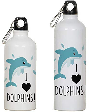 Printtoo Ich Liebe Delphine Drucke Aluminium Sportflasche Mit Karabinerhaken650ml/21.9oz