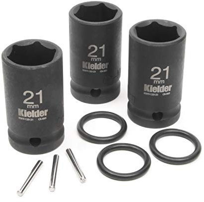 Kielder KWT-125-PO3 1/2 Mid-Size 21mm Scaffolding Impact Sockets (52mm Long) with Pin & O-Ring (3 Pack)
