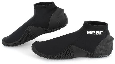 SEAC Unisex – Erwachsene Tropic, 2,5-mm-neopren-füßlinge Tropic 2 5 mm Neopren Füßlinge mit starrer Sohle und Fersenschutz, Schwarz, L EU