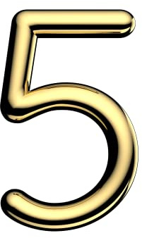 Ultion Sweet Gold Door Number '5' | Self Adhering, No screws, No drilling, Matching numbers available, Matching Ultion Sweet door furniture available