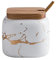 Zuccheriera in ceramica di marmo in ceramica per condimenti con coperchio e cucchiaio (bianco)