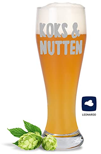 JUNIWORDS Weizenbierglas mit Gravur, Koks & Nutten, Bierglas