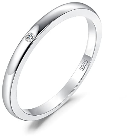 JewelryPalace Classic Solitaire Zirconia Band Ring Ladies,Silverringar Vigselringar Damring Silver 925 Vigselringar Vigselringar För Kvinnor, Stiftring Stapelring Bandring Smal, Ringset Smycken 49