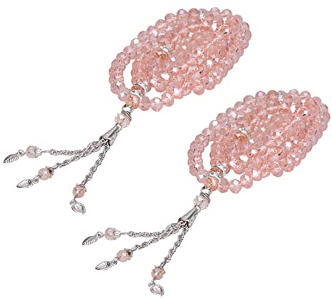 2 Stück Islamische Gebetskette 99 Perlen Muslimische Gebetskette Tasbih Perlenarmband für Frauen Männer Geschenk(Rosa)