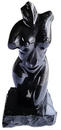 CBAM Scultura Figura Femminile Busto Donna in Marmo Nero Italian Art Black Marble Sculpture Woman H. 40 cm