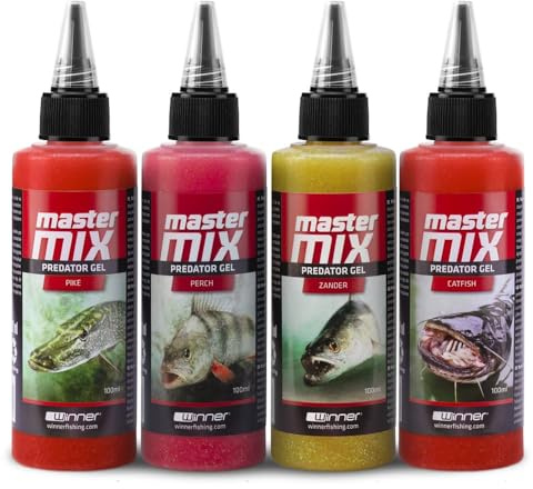 Tandem Baits Attractant Gel pour Appâts De Pêche Poissons Prédateurs Master Mix Predator Gel 100 ML Set De 4 Mélange D'Odeurs