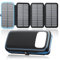 Chargeur Solaire Power Bank 27000mAh – FEELLE Batterie Externe avec 3 Sorties USB, Charge Rapide 15W, Lampe Torche Lumineuse Intégrée et 4 Panneaux Solaires pour Smartphones Tablettes (Bleu)