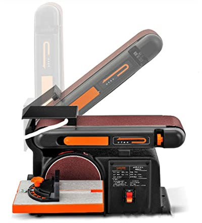 Powerful 550W Belt Sander and Grinder - Multifunctional Sandpaper Polishing Machine with Adjustable Miter Plate - Ideal for Abrasive Grinding - 220v Desktop Tool