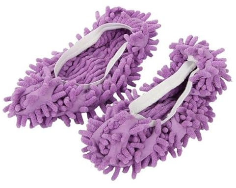 RIAAJ Mopa Zapatillas Limpieza de la casa Eliminación de Polvo Lazy Floor Wall Eliminación de Polvo Limpieza Pies Cubrezapatos Lavable Reutilizable Microfibra-Púrpura