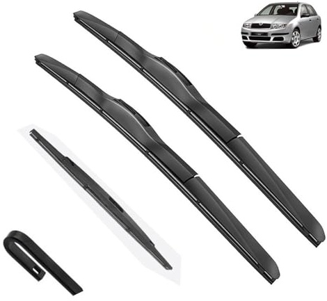Scheibenwischerblätter, kompatibel mit Skoda Fabia MK1 6Y 1999–2007, vorne und hinten, Autozubehör, 2000 2001 2002 2003 2004 (Color : Front Rear, Size : LHD)