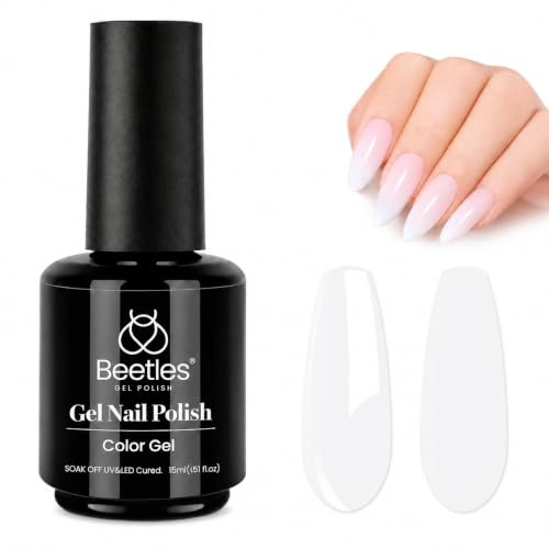 Beetles UV Gel Nagellack Perle Transparent, 15 ml Jelly Milchig Nagellack Gelee Geschenk für Nagelkunst DIY- Heimmaniküre Geschenk für Frauen Gel Polish