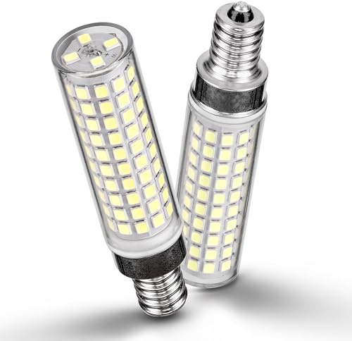 Ziomitus E12 100w LED Candelabra Bulbs Replacement C7,6000K Daylight Bright Cool White,1200 Lumen T6 E12 12W LED Candle Bulbs for Ceiling Fan Chandelier Pendant Lighting Salt Lamp,Non-dimmable,2 Pack