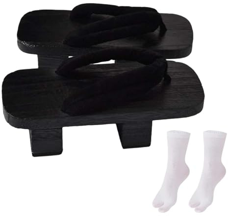 Zapatillas Tipo Zuecos de Madera Japonesas, Portátiles, Zapatos Japoneses Tradicionales, Sandalias para Viajes Y Playa, Negro, 44