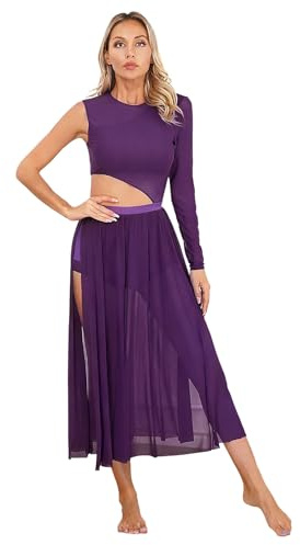 iiniim Femme Robe De Danse Classique Justaucorps De Danse Lyrique Rythmique Tenue Soirée Bal Performance S-XXL Violet S
