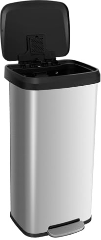 COSTWAY Bidone per Pattumiera, Pattumiera da Cucina con Pedale, Coperchio e Scomparto Deodorante, Ideale per Casa Ufficio (68L, Argento)