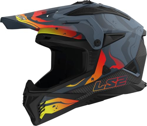 LS2 Off Road Motocross Motorcycle Helmet. MX708 FAST II - WASH Matt Dark Grey (3XL) 65-66cm