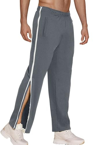 SEAUR Reissverschluss Jogginghose Abreißhose Baggy Trainingshose mit Seitlichem und Reißverschluss für Jogging Dunkelgrau XL
