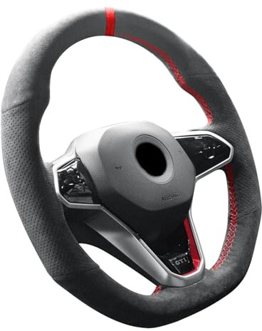WQKRBMGU Handgenähte Alcantara-Lenkradhülle, kompatibel mit Volkswagen Golf 8 MK8 GTI Golf GTE 2020 2021