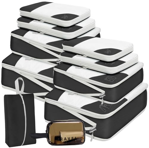 ZFWDSY Organizador Maleta con Compresión 10 Piezas Organizador de Equipaje, Organizadores Maletas de Viaje, Compression Packing Cubes for Travel, Bolsas Organizadoras Maleta