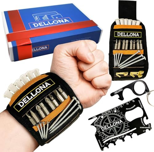 Dellona Pulsera magnética para herramientas: el mejor regalo para el día del padre de hija, esposa, hijo, regalo ideal para papá, él, marido, regalos para hombres que lo tienen todo, regalos de