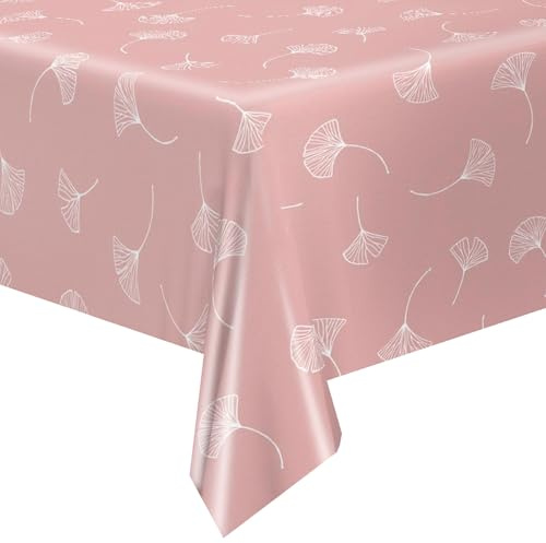 QPC Direct Dandelion Linen Effect PVC Oilcloth Table Cover Vinyl Tablecloth (Blush Pink, 140 x 180cm Rectangle)