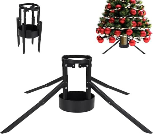 FLY HAWK Christbaumständer Weihnachtsbaumständer für echte und Große Künstliche Bäume, Verstellbar für 5-12cm Stämme, bis zu 228-274cm Lebende und Künstliche Bäume Halterung/Schwarz