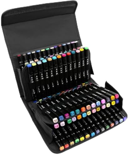 SEWACC Sac De Rangement pour Marqueur 80 Emplacements Pochette De Rangement Portable avec Poignée Étui Portable À Bandoulière Détachable Organisateur pour Fournitures D’Art Bureau Maquillage