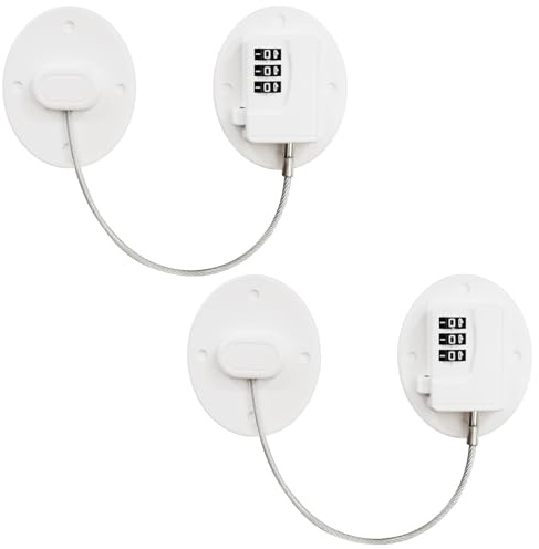 Fridge Locks, YTOOK 2Pcs Round Digital Password Refrigerator Lock, Child Safety Window Locks Cabinet Locks, Adhesive Safety Kids Lock Suitable Freezer Door File Drawer Cabinet Cupboard Windows (White)
