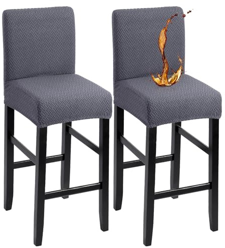 YISUN Wasserdicht Barhocker Bezüge Stuhlhussen Stretch Barhocker Bezug mit Rückenlehne, Abnehmbarer Waschbarer Stuhlhussen Barhockerbezüge für Kurze Drehstuhl Esszimmerstuhl Bar Hocker(2er Set)