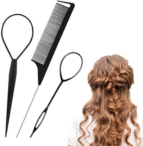 Wosyoodo Lot de 3 Accessoires de Coiffure, Outil de Queue de Cheveux, Tresse Outil de Coiffure, Aides à la Coiffure pour Chignon, Torsadé, Twist, pour Femmes et Filles