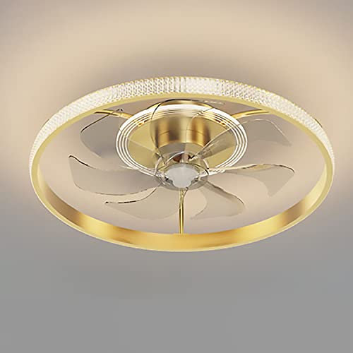 Moderno ventilatore da soffitto senza pale, 50 cm, con luci e telecomando, 3 opzioni di colore, 3 impostazioni di velocità, design semi a incasso, funzione timer a basso profilo, risparmio energetico