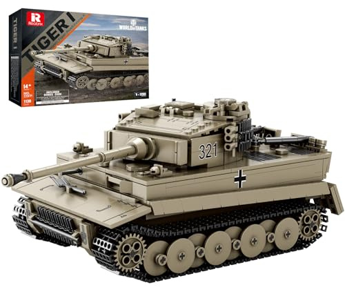 Set de bloques de construcción de tanque Tiger I de Reobrix para adultos, conjunto de modelo de tanque militar alemán de la Segunda Guerra Mundial, productos autorizados de World of Tanks 77031, kit