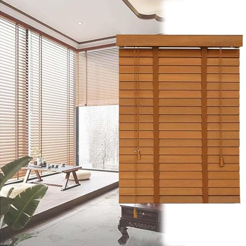 Holzjalousien, 50 mm Lamellen, Innenbereich, horizontale Fenstervorhänge für 90 x 120 cm Fenster, Massivholz-Schattierungen mit thermischen Rollläden, maßgeschneidert