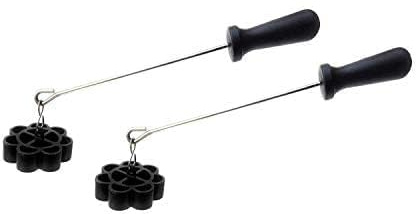 Stainless Steel Non Stick Rose Cookie Maker ACH-hu Murukku Mould Achappam Maker Combo (Black) - Pack of 2